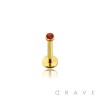 INTERNALLY THREADED GOLD PVD PLATED OVER 316L SURGICAL STEEL LABRET/MONROE WITH PRESS FIT GEM